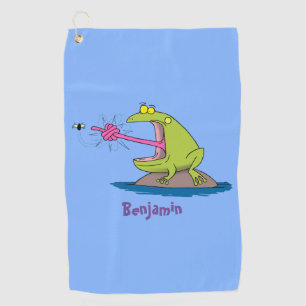Funny Frosch und Fliege Cartoon Golfhandtuch