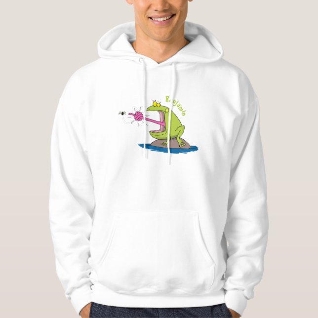 Funny Frosch und Fliege Cartoon Hoodie (Vorderseite)