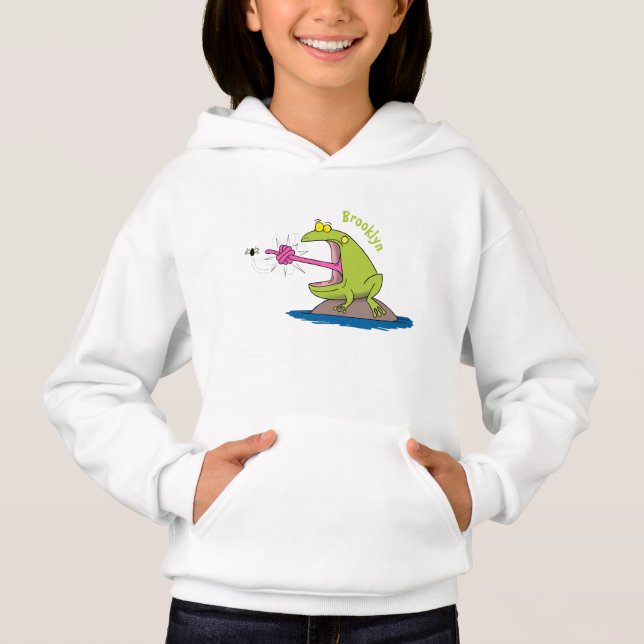 Funny Frosch und Fliege Cartoon Hoodie (Vorderseite)