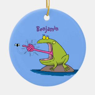 Funny Frosch und Fliege Cartoon Keramik Ornament