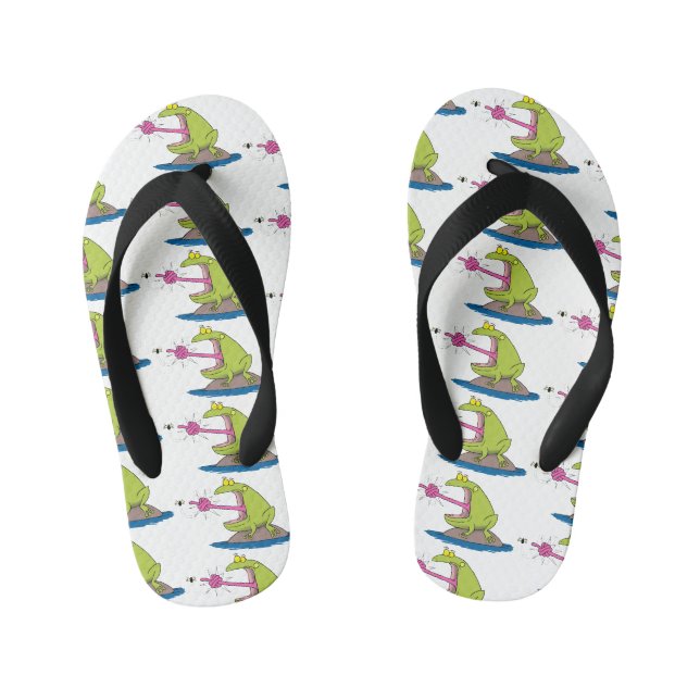 Funny Frosch und Fliege Cartoon Kinderbadesandalen (Fußbett)