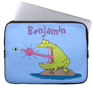 Funny Frosch und Fliege Cartoon Laptopschutzhülle