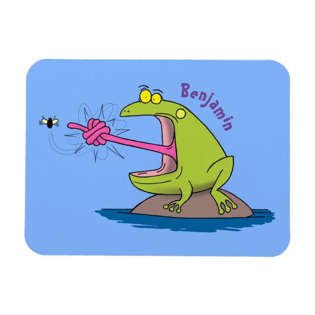 Funny Frosch und Fliege Cartoon Magnet (Horizontal)