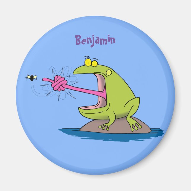 Funny Frosch und Fliege Cartoon Magnet (Vorne)