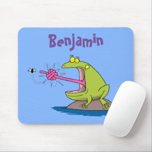 Funny Frosch und Fliege Cartoon Mousepad
