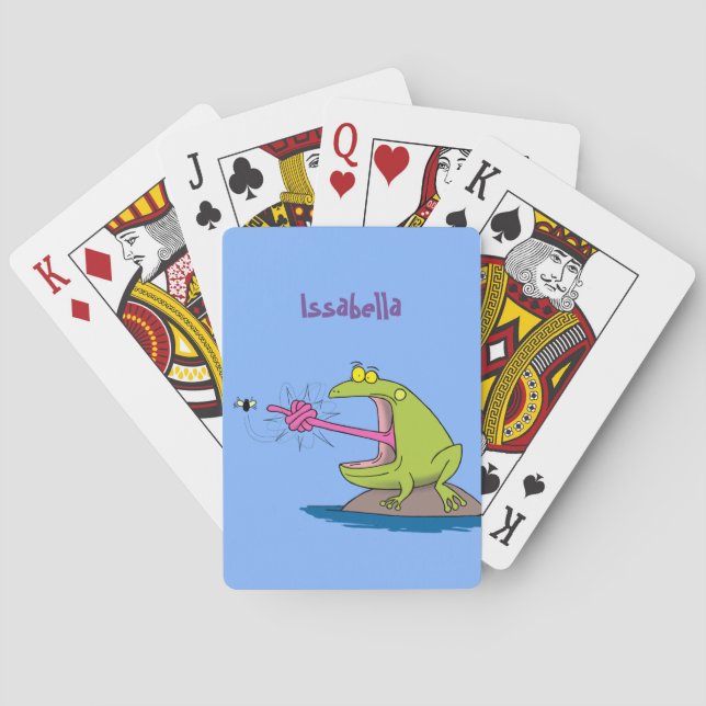 Funny Frosch und Fliege Cartoon personalisiert Spielkarten (Rückseite)