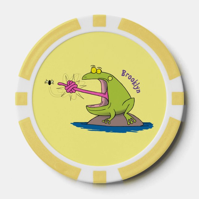 Funny Frosch und Fliege Cartoon Pokerchips (Vorderseite)