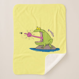 Funny Frosch und Fliege Cartoon Sherpadecke