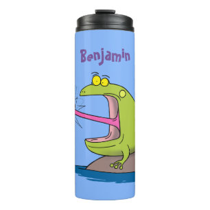 Funny Frosch und Fliege Cartoon Thermosbecher