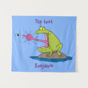 Funny Frosch und Fliege Cartoon Wandteppich