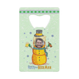 Funny Frosty Beer Man Spaß Custom Foto Weihnachten Geldbeutel Flaschenöffner