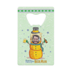 Funny Frosty Beer Man Spaß Custom Foto Weihnachten Geldbeutel Flaschenöffner