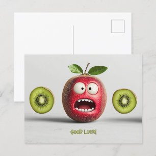 Funny Fruit Face Viel Glück Postkarte