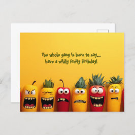 Funny Fruit Faces Birthday Postkarte