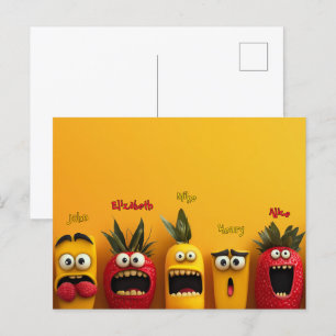 Funny Fruit Faces Postkarte