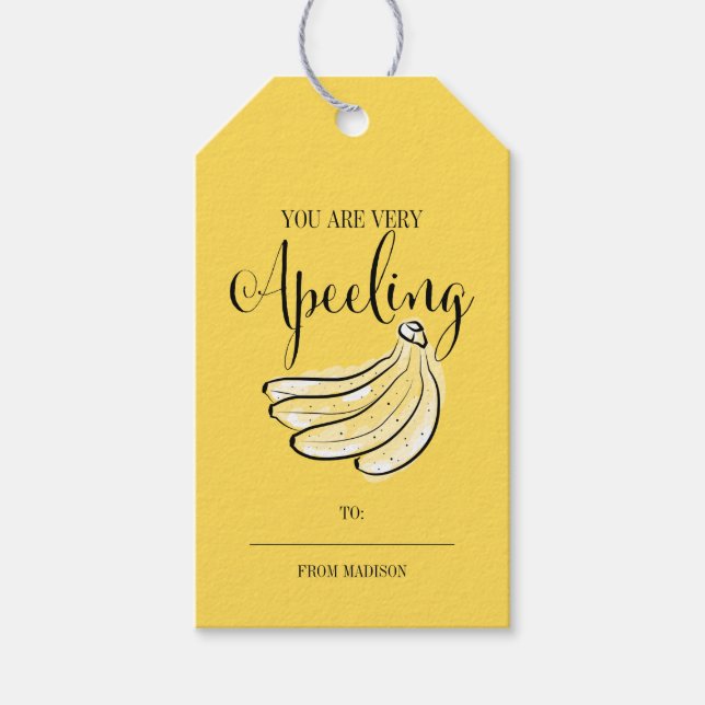 Funny Fruit Pun Apeeling Banana Valentine Geschenk Geschenkanhänger (Vorderseite)