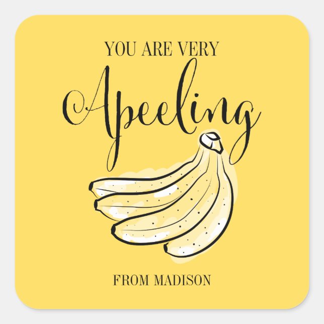 Funny Fruit Pun Apeeling Banana Valentine Sticker (Vorderseite)