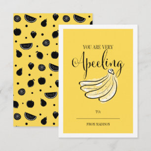 Funny Fruit Pun Banana Classroom Valentine Card Einladung