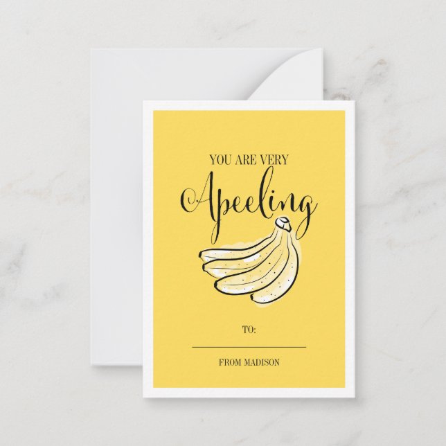 Funny Fruit Pun Banana Classroom Valentine Card Mitteilungskarte (Vorderseite)