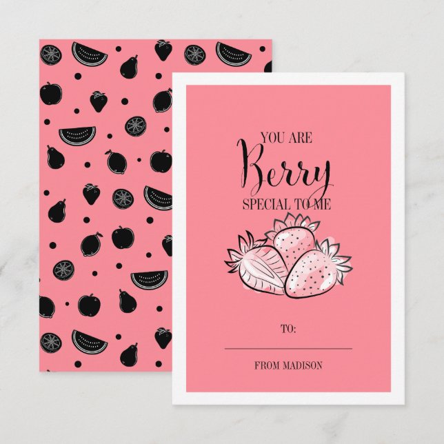 Funny Fruit Pun Berry Klassenzimmer Valentine Card Einladung (Vorne/Hinten)
