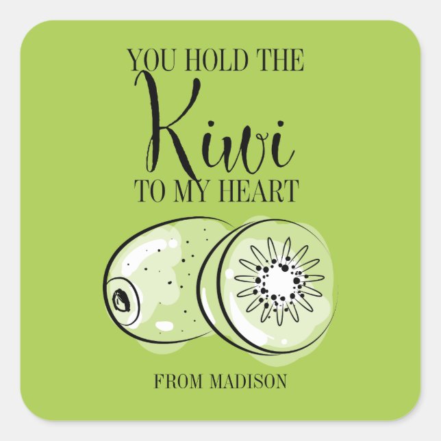 Funny Fruit Pun Kiwi Heart Valentine Sticker (Vorderseite)