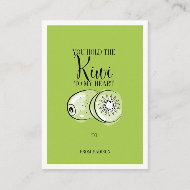 Funny Fruit Pun Kiwi Klassenzimmer Valentine Card Terminkarte (Vorderseite)