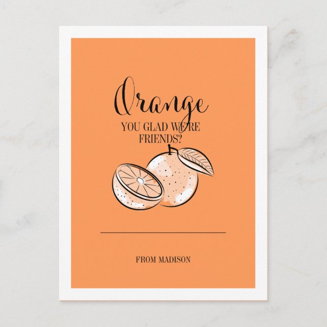 Funny Fruit Pun Orange Valentine Postkarte (Vorderseite)