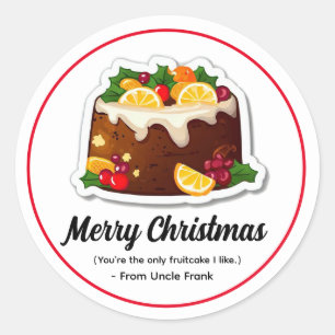 Funny Fruitcake Weihnachtsgeschenk Etikett Aufkleb Runder Aufkleber