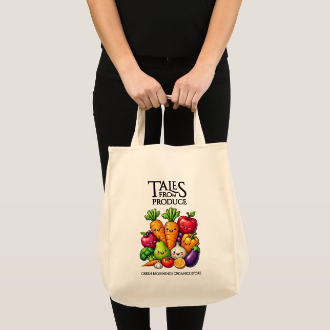 Funny Fruits Veggies Tales from Produce Grocery Tragetasche (Vorderseite (Produkt))