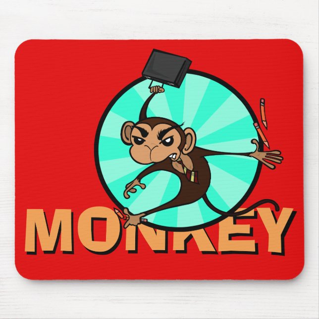 FUNNY FRUSTRATED MONKEY HORIZONTAL MOUSE PAD MOUSEPAD (Vorne)