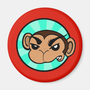 FUNNY FRUSTRATED MONKEY ROUND MAGNET