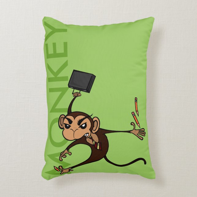 FUNNY FRUSTRATED MONKEY VERTICAL ACCENT PILLOW DEKOKISSEN (Vorderseite(Vertikal))