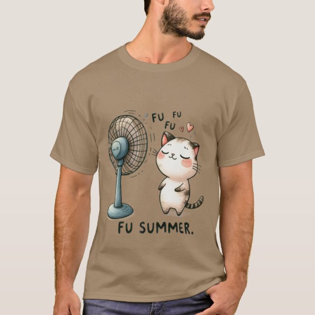 Funny "FU Summer" Cute Cat Cooling Fan ✨☀️🐈 T-Shirt (Vorderseite)