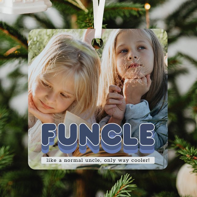 Funny Funcle Oncle Photo Noël Ornement en métal (Créateur téléchargé)