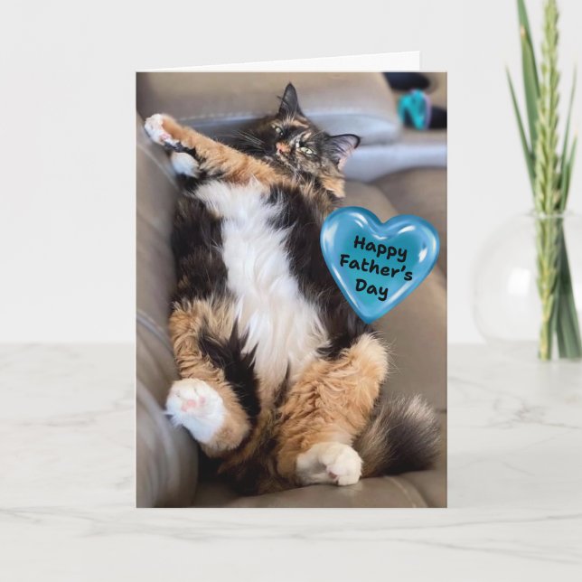 Funny Furry Cat Vatertag Karte (Vorderseite)
