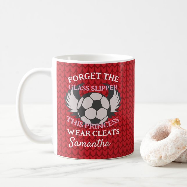 Funny Fußball Zitat für Mädchen Fußball-Mannschaft Kaffeetasse (Mit Donut)
