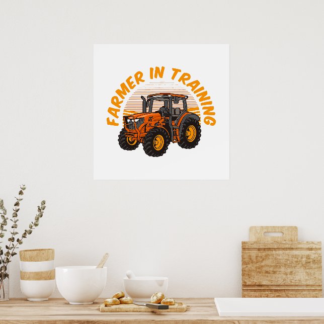 Funny Future Bauer in Training Traktor Farm Poster (Küche)