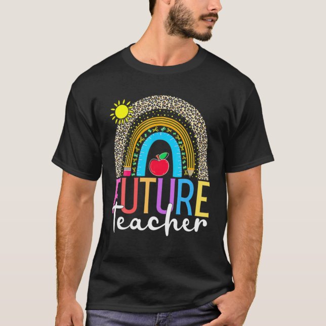 Funny Future Teacher Leopard Rainbow Costume Futur T-Shirt (Vorderseite)