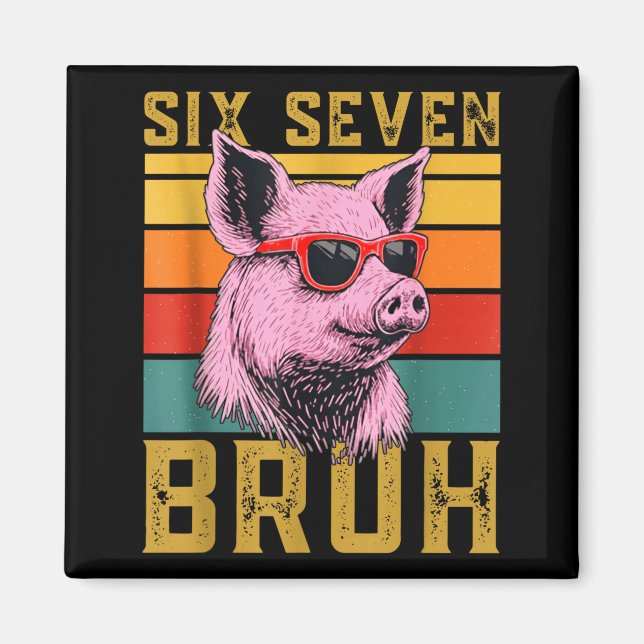 Funny G 67 6 7 Six Seven Meme Animal Retro Design  Magnet (Vorne)