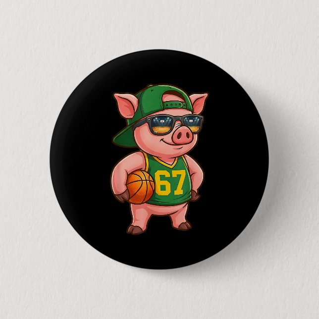 Funny G Basketball 67 Gen Alpha Slang Srts Men Boy Button (Vorderseite)
