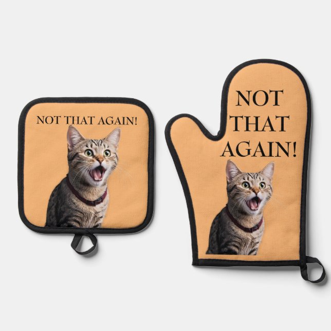 Funny Gag Geschenk Personalisieren Cat Foto Bearbe Ofenhandschuh & Topflappen-Set (Vorderseite)