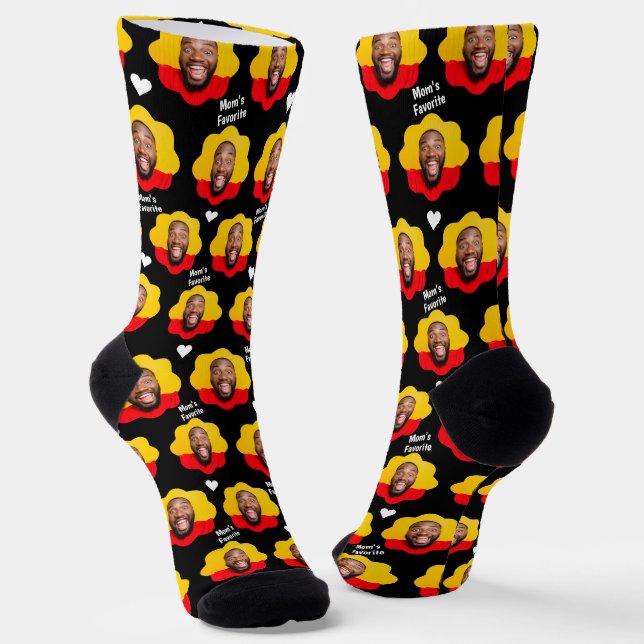 Funny Gag Gift Mama Favorit Custom Face Foto Socken (Gewinkelt)