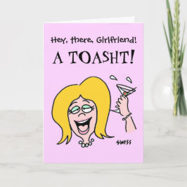 Funny Gal to Gal Cartoon Happy Birthday Karte