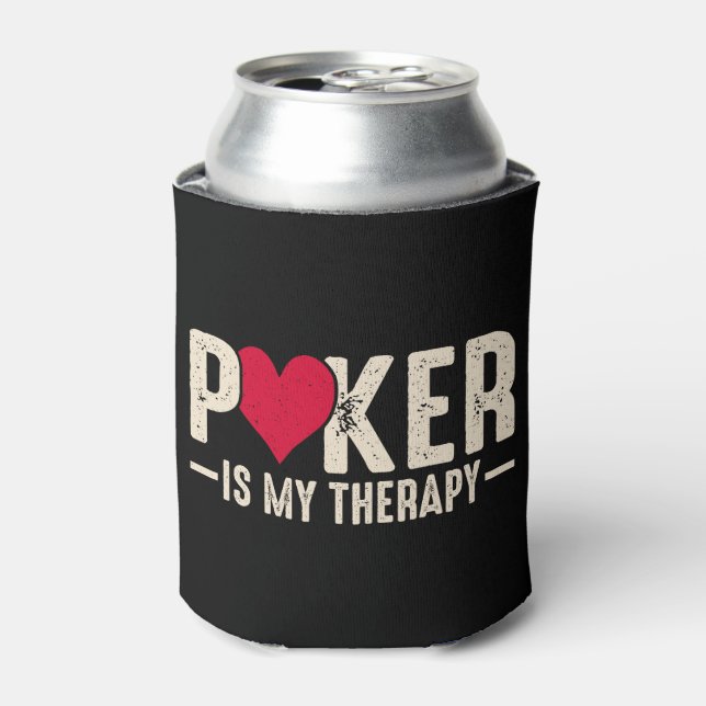 Funny gambling Poker Therapie Wortart Dosenkühler (Kanne Vorderseite)