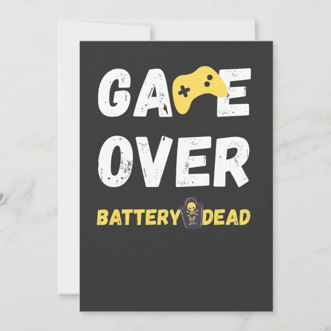 Funny Game Over Battery Dead Art Einladung (Vorderseite)