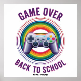 Funny Game Over Controller Teacher KIds Level Up Poster