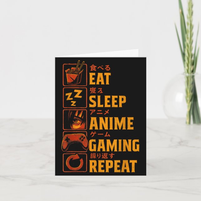 Funny Gamer Anime Graphic Tee Men Boys Teens Video Karte (Vorderseite)