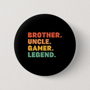 Funny Gamer Brother Uncle Gaming Legend Mens Video Button