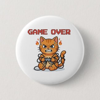 Funny Gamer Cat Game Over Button