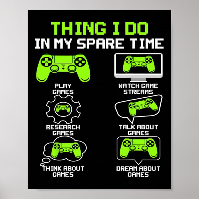 Funny Gamer Dinge, die ich in meiner Freizeit spie Poster (Vorne)